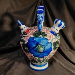 Fantastic Gargoulette glazed terracotta vintage carafe/pitcher From Spain